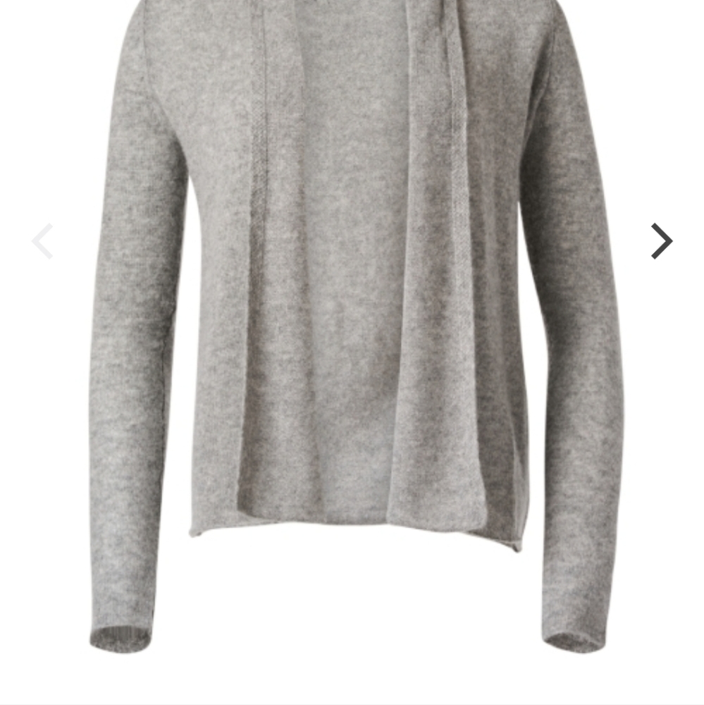 [ WHITE + WARREN] 100% CASHMERE womens long sleeve heathered gray cardigan.